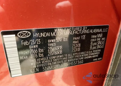 2023 Hyundai Santa Fe Sel from USA, damaged, VIN 5NMS2DAJ2PH557360